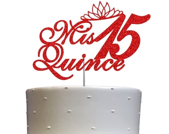 Mis 15 Cake Topper Quinceanera Cake Topper (DOUBLE SIDE GLITTER) Fifteen Birthday Party Decorations  15th Birthday Party Favors