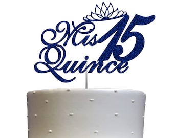 Mis 15 Cake Topper Quinceanera Cake Topper (DOUBLE SIDE GLITTER) Fifteen Birthday Party Decorations  15th Birthday Party Favors