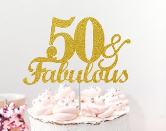 50 and Fabulous Birthday Cake Topper | Glitter | 50th Birthday Decorations for a Fabulous Party Theme | Perfect for Celebrating 50 years