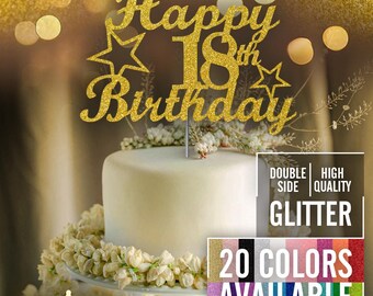 18th Birthday Cake Topper | Glitter Party Decoration | Happy Birthday Decor | Number 18 Milestone Celebration Elegant Topper for All Ages