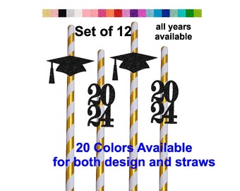Class of 2025 Graduation Party Straws Graduation Party Decoration (Set of 12)(20 Colors Available) Class Reunion graduation decorations