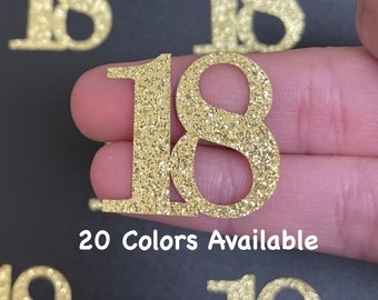 18th Birthday confetti  (1 inch ) number 18 Glitter Confetti Party Decorations number 18 confetti age 18 (20 COLORS AVAILABLE)