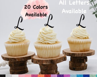 Initial L Cupcake Topper Monogram Letter Cupcake Toppers For Wedding , Bridal Shower, Bachelorette , Baby Shower , Engagement party
