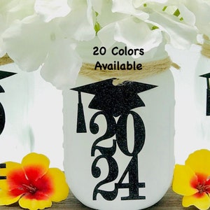 Class of 2024 Graduation Decorations (20 Colors Available) Graduation Centerpieces for Mason Jar Tags  ( ANY YEAR) Class Reunion Centerpiece