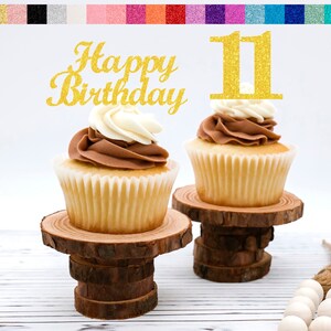 ANY NUMBER 11th Birthday Cupcake Toppers With Happy Birthday Sign ...