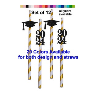 Class of 2024 Graduation Party Straws Graduation Decoration Set of 1220 Colors Available Class Reunion graduation decorations 2024 image 2