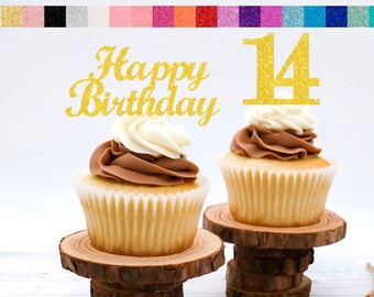 Birthday Cupcake Toppers | Number Party Picks | Party Supplies | Age Toppers Party Decor Glitter Happy Birthday Decorations
