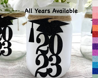 Class of 2025 Graduation Decorations (20 Colors Available) Graduation Centerpieces for Mason Jar Tags  ( ANY YEAR) Class Reunion Centerpiece