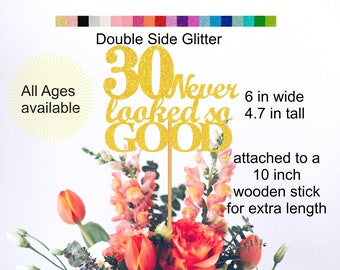 30th Birthday Centerpiece Double Sided Glitter 30 Never Looked So Good Theme Birthday Decorations Party Favors  Decor