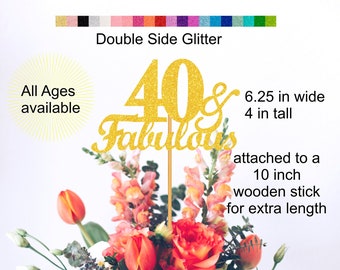40th Birthday Centerpiece Double Sided Glitter 40 & Fabulous Theme Birthday Decorations Party Favors  Decor