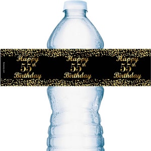 Golden Birthday Water Bottle Labels - Printable Golden Anniversary