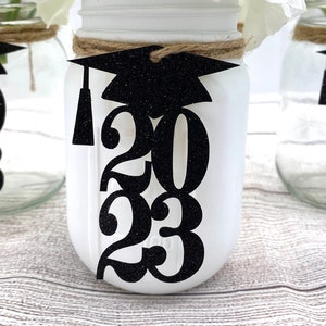Class of 2024 Graduation Decorations 20 Colors Available Graduation Centerpieces for Mason Jar Tags ANY YEAR Class Reunion Centerpiece image 5