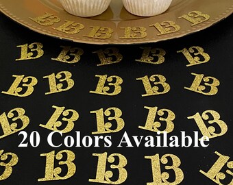 13th Birthday confetti  (1 inch ) number 13 Glitter Confetti Party Decorations number 13 confetti age 13 (20 COLORS AVAILABLE)