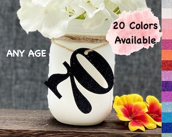 70th Birthday Decorations | Number 70 | Birthday Table Decor | Age 70 Cutout | Mason Jar Tags | Centerpiece for Birthday and Anniversary