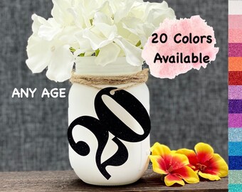 20th Birthday Decorations | Number 20 | Birthday Table Decor | Age 20 Cutout | Mason Jar Tags | Centerpiece for Birthday and Anniversary