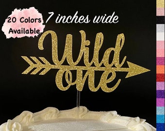 Wild One Cake topper 1st  Birthday Cake Topper  Glitter Cake Topper Birthday Party Decoration  1st Birthday Decorations  20 Colors Available