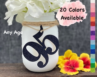 95th Birthday Decorations | Number 95 | Birthday Table Decor | Age 95 Cutout | Mason Jar Tags | Centerpiece for Birthday and Anniversary