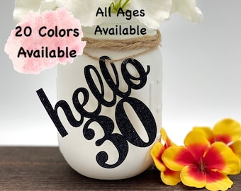 30th Birthday Decorations Number Cutout for Centerpiece (20 Colors Available) Birthday Centerpieces for Mason Jar Tags  (ALL AGES AVAILABLE)