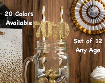 70th Birthday Party Straws with Number Any Age (SET OF 12) 70th Birthday Decoration Party Anniversary Tableware Decor Party Favors Supplies