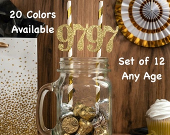 97th Birthday Party Straws with Number Any Age (SET OF 12) 97th Birthday Decoration Party Anniversary Tableware Decor Party Favors Supplies
