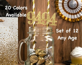 94th Birthday Party Straws with Number Any Age (SET OF 12) 94th Birthday Decoration Party Anniversary Tableware Decor Party Favors Supplies