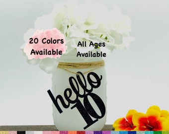 10th Birthday Decorations Number Cutout for Centerpiece (20 Colors Available) Birthday Centerpieces for Mason Jar Tags  (ALL AGES AVAILABLE)