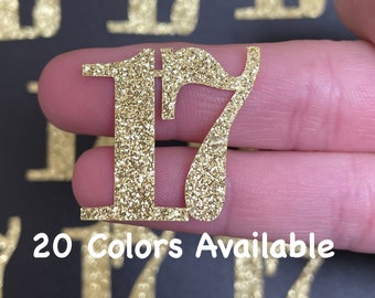 17th Birthday confetti  (1 inch ) number 17 Glitter Confetti Party Decorations number 17 confetti age 17 (20 COLORS AVAILABLE)