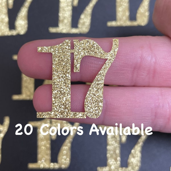 Any Number  17th Birthday confetti  (1 inch ) number 17 Glitter Confetti Party Decorations number 17 confetti age 17 (20 COLORS AVAILABLE)