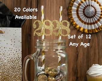 28th  Birthday Straws with Number Any Age (SET OF 12) 28th Birthday Decoration Party Anniversary Tableware Decor Party Favors Supplies