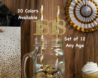 18th Birthday Straws with Number Any Age (SET OF 12) 18th Birthday Decoration Party Anniversary Tableware Decor Party Supplies Eighteen