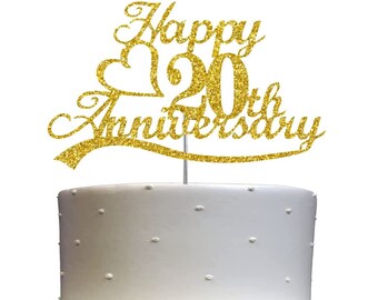 20th Anniversary Cake Topper (Double Sided) Glitter 20th Wedding Anniversary Cake Topper 20th Cake Topper 20th Anniversary Decoration