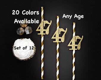 47th Birthday Party Straws with Number Any Age (SET OF 12) 47th Birthday Decoration Party Anniversary Tableware Decor Party Favors Supplies