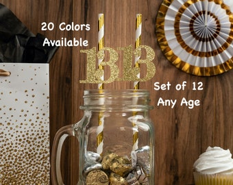 13th Birthday Straws with Number Any Age (SET OF 12) 13th Birthday Decorations Party Anniversary Tableware Decor Party Supplies Thirteen