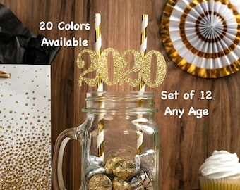 20th Birthday Straws with Number Any Age (SET OF 12) 20th Birthday Decoration Party Anniversary Tableware Decor Party Supplies twenty