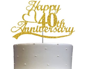 40th Anniversary Cake Topper (Double Sided Glitter) 40th Wedding Anniversary Cake Topper 40th Cake Topper 40th Anniversary Decorations