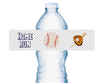 20 Sports Baseball Water Bottle Labels Waterproof Water Bottle Wrapper Birthday Baby Shower Baseball Game Sport Party Favors (SET of 20)