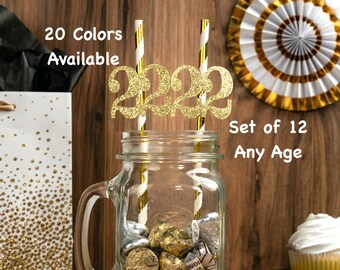 22nd Birthday Straws with Number Any Age (SET OF 12) 22nd Birthday Decoration Party Anniversary Tableware Decor Party Supplies  Birthday