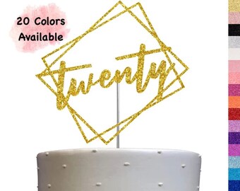 20th Birthday Cake topper | Twenty Cake Topper | Modern Chic Party Decorations | Milestone Celebration | Number 20 | Elegant Party Supplies