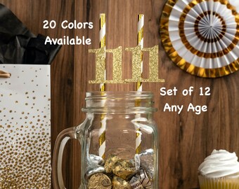 11th Birthday Straws with Number Any Age (SET OF 12) 11th  Birthday Decorations Party Anniversary Tableware Decor Party Supplies Eleventh
