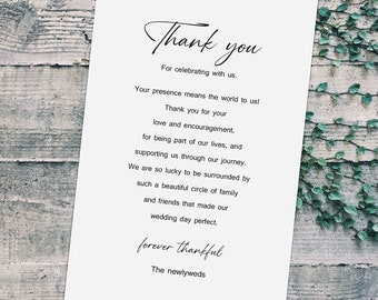 Modern Wedding Thank You Cards Glossy Finish (Set of 50 ) (4x6 Cards ) Wedding Place Setting Cards Bridal Shower Rehearsals Dinner Party