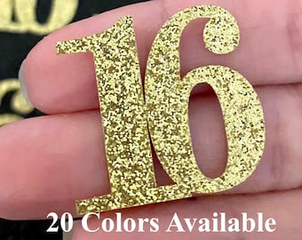 16th Birthday confetti  (1 inch ) number 16 Glitter Confetti Party Decorations number 16 confetti age 16 (20 COLORS AVAILABLE)