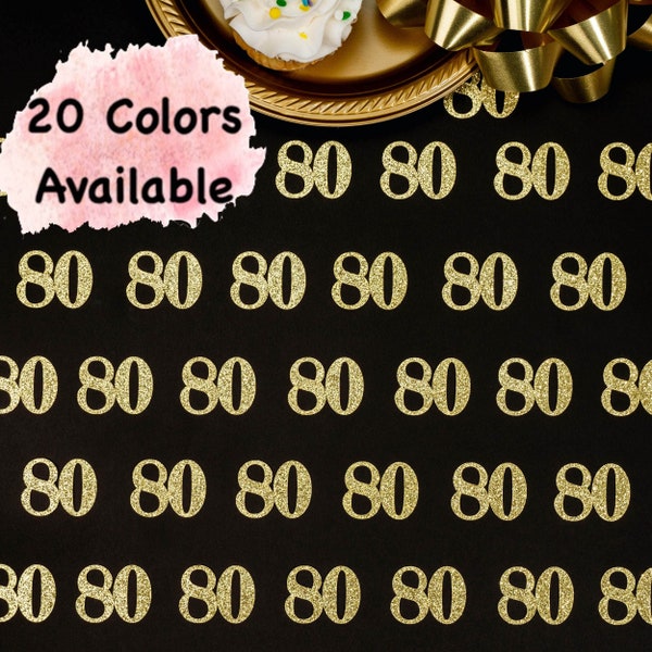 80th Birthday Confetti  (1 inch ) Party Glitter 80th Birthday Party Decorations age 80 number confetti  birthday party (20 Colors Available)