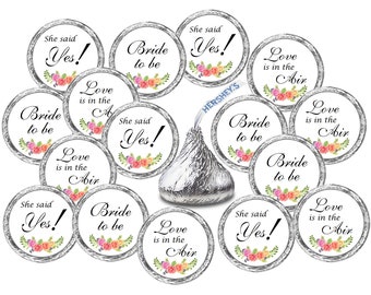 324 Floral Roses Bridal Shower  Bachelorette Party, Bride to Be  Kisses Stickers,  Labels Stickers for Engagement Party Favors