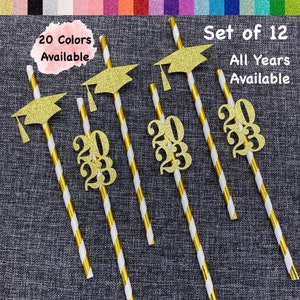 Class of 2024 Graduation Party Straws Graduation Decoration Set of 1220 Colors Available Class Reunion graduation decorations 2024 image 4