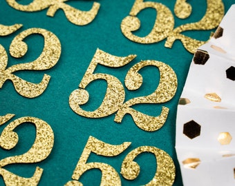 52nd Birthday Confetti   Party Favors 52nd Anniversary Decorations Party Decorations Number 52 Number Cutout   (20 Colors Available)