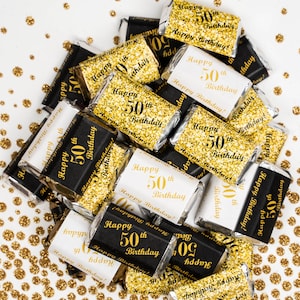 Any Age 50th Birthday Miniature Candy Bar Wrapper (Set of 60) 50th Birthday Party Favors  Mini Candy Bar Sticker (CANDY NOT INCLUDED)