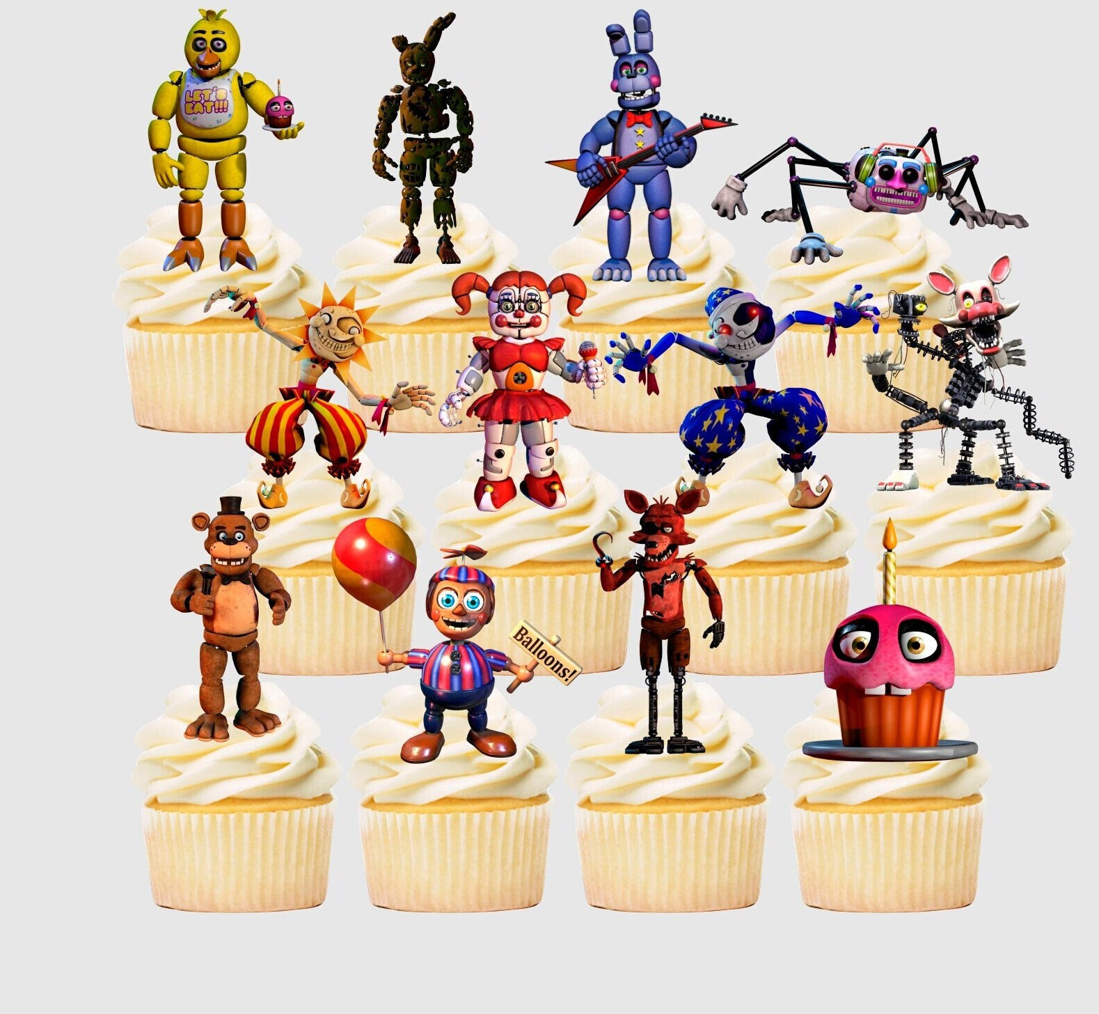 Five Nights at Freddy's Cake Topper or Cupcake Toppers, FNAF Cake Topper, FNAF  Cupcake Toppers, Five Nights at Freddy's Birthday Party 