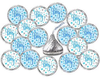 324 Its a Boy Blue Baby Shower Kisses Labels For Baby Shower Boy Baby Sprinkle Party Stickers, blue baby shower Favors (CANDY NOT INCLUDED)