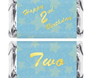 2nd Birthday Party Favors  First Birthday Decorations  Blue Gold Happy Birthday Party Decoration Party Supplies Candy Not Included