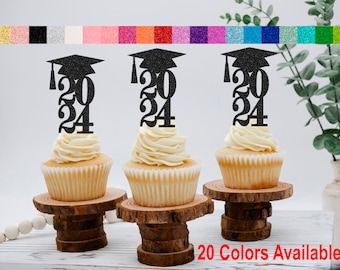 class of 2025  Graduation Cupcake Toppers  ALL YEARS AVAILABLE ( 20 Colors Available)  Graduation Decorations  Class Reunion Favors